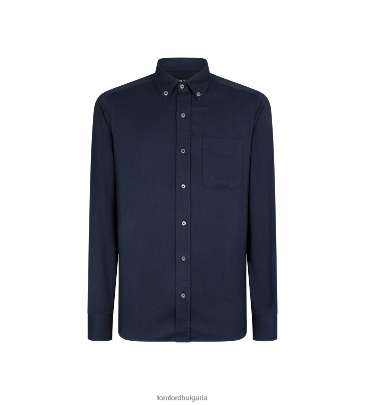 мъже облекло прилепнала риза от вискозна кожа на акула мастило TOM FORD B880D211