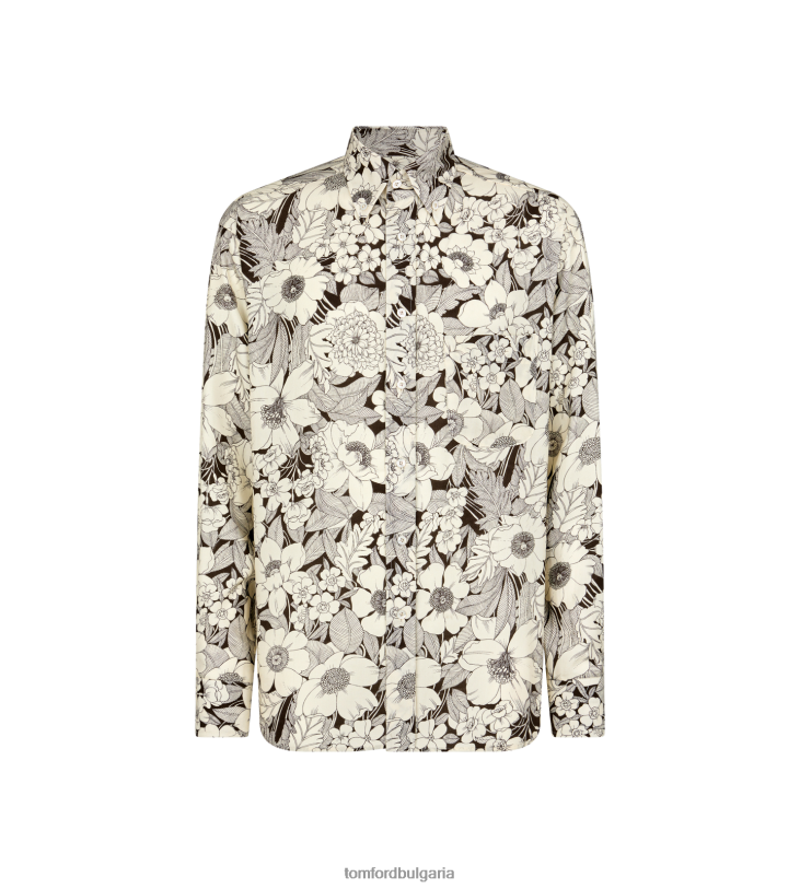 мъже облекло течна риза с линейни цветя комбинирано бяло и черно TOM FORD B880D214