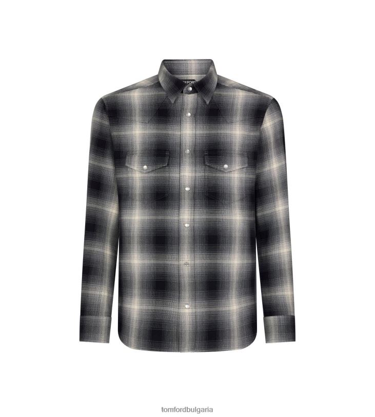 мъже облекло тениска в уестърн голямо каре сиво TOM FORD B880D219