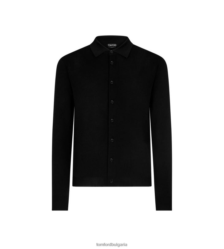 мъже облекло риза от чиста коприна черен TOM FORD B880D222