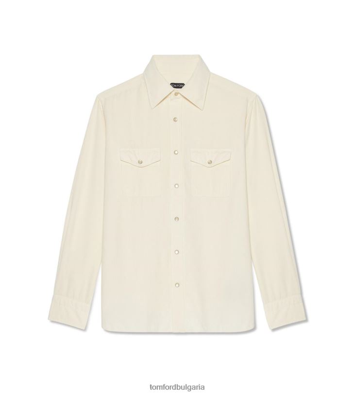 мъже облекло японска тениска риза с маншет с мини шнур медено бежово TOM FORD B880D232