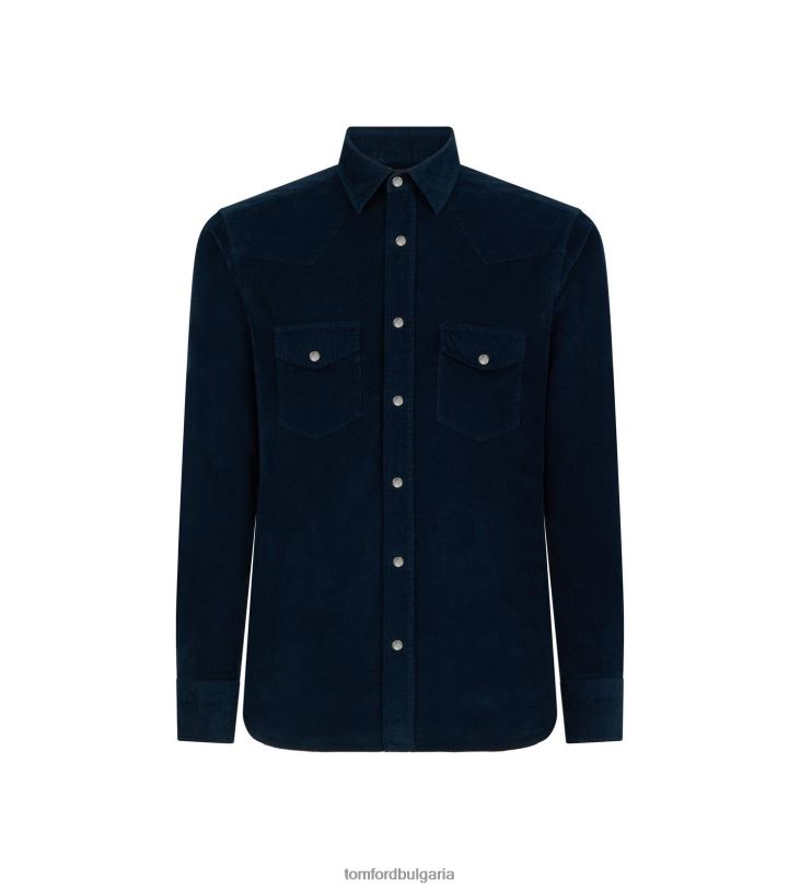 мъже облекло кадифена уестърн риза тъмен тюркоаз TOM FORD B880D237