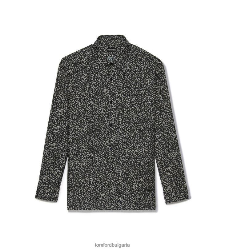 мъже облекло тениска тениска с маншет с щампа с венчелистчета черно + бяло TOM FORD B880D238