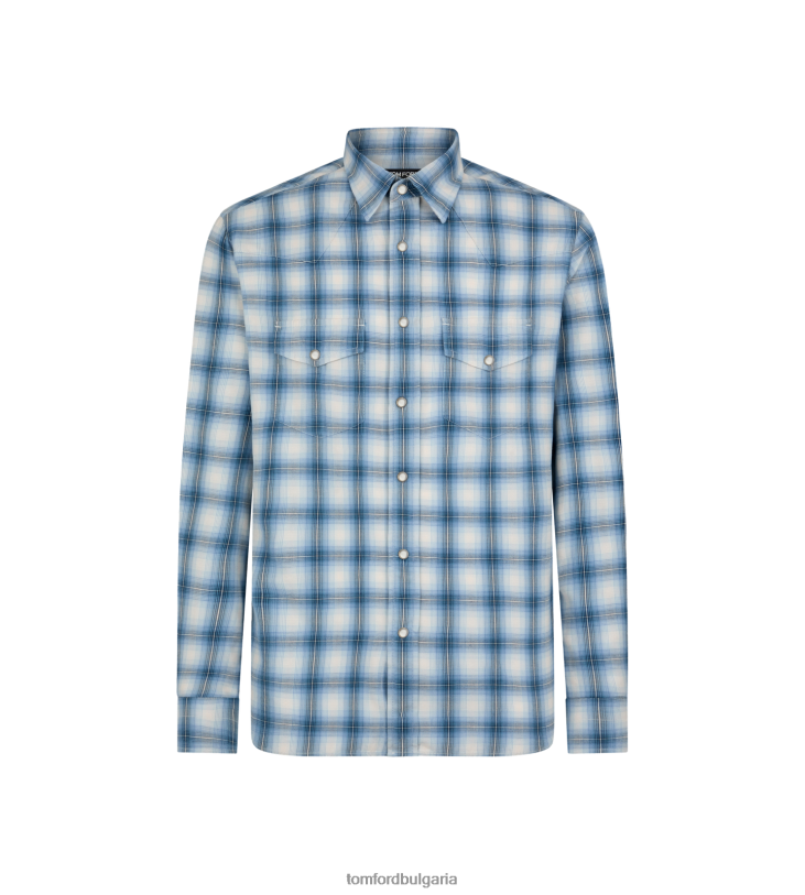 мъже облекло degrade overcheck western риза комбинирано синьо TOM FORD B880D187