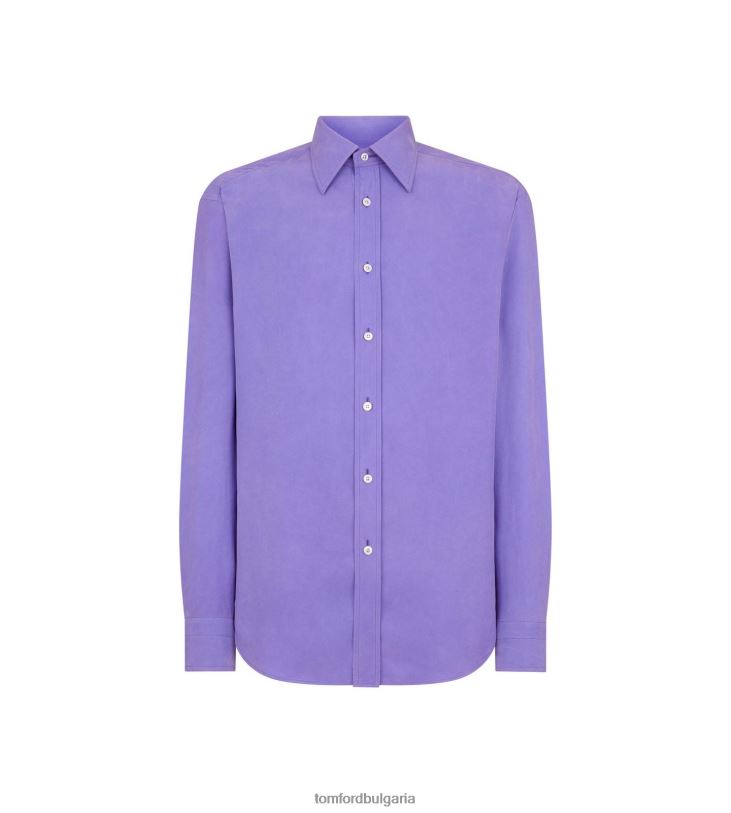 мъже облекло копринена прилепнала риза habotai ултравиолетово TOM FORD B880D226