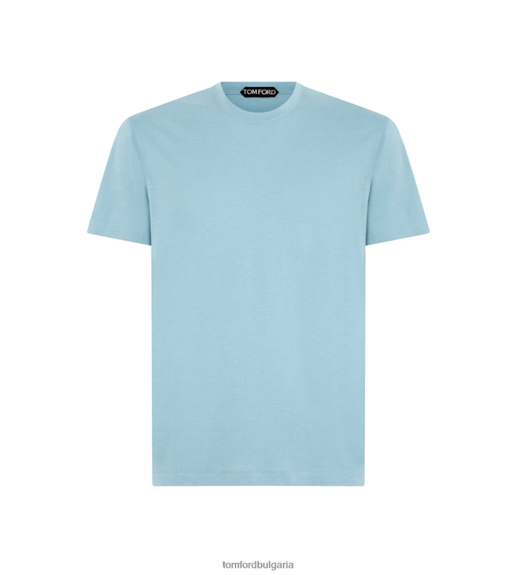 мъже облекло памучна тениска от лиоцел светло синьо TOM FORD B880D272