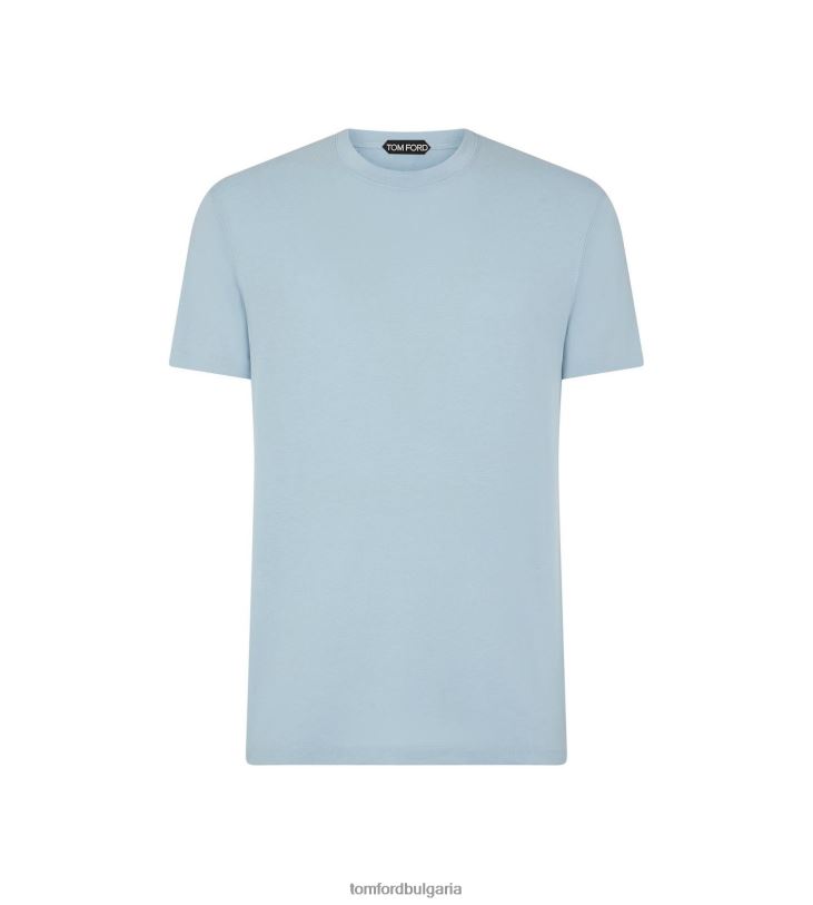 мъже облекло памучна тениска от лиоцел небесно синьо TOM FORD B880D276
