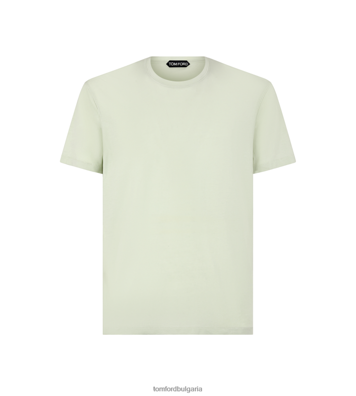 мъже облекло памучна тениска от лиоцел бледа мента TOM FORD B880D279