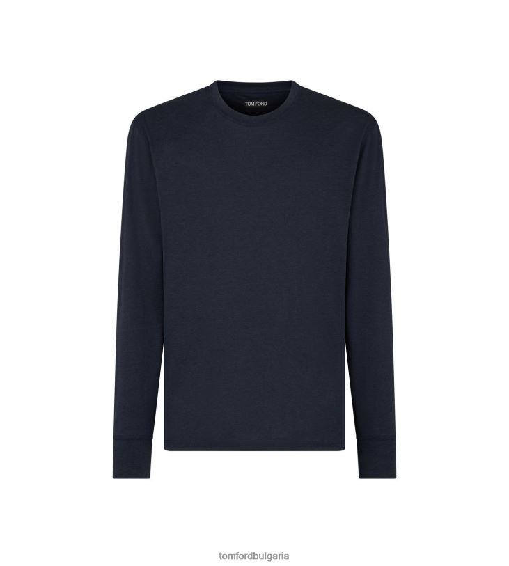 мъже облекло памучна тениска от лиоцел военноморски флот TOM FORD B880D290