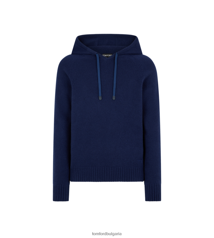 мъже облекло безшевна качулка от кашмир космическо синьо TOM FORD B880D303