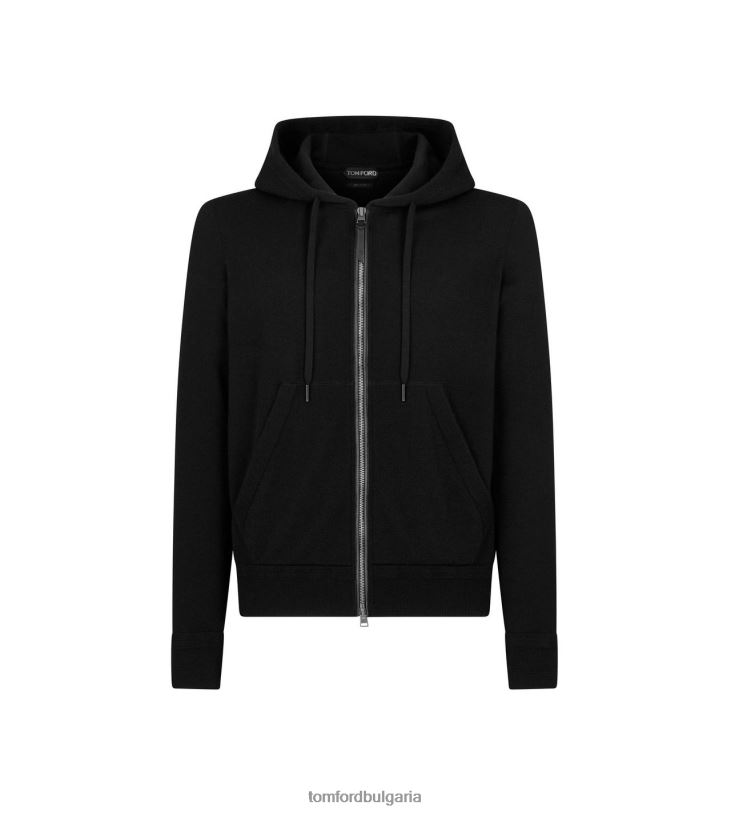 мъже облекло кашмирена копринена лека качулка черен TOM FORD B880D327