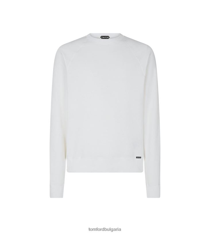 мъже облекло обагрено облекло с кръгла яка бяло TOM FORD B880D337