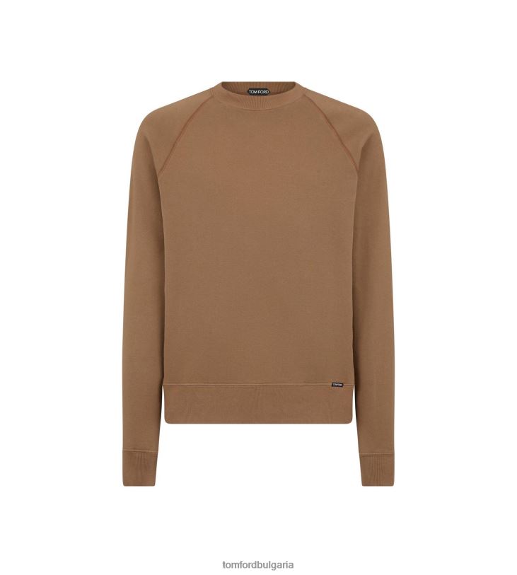 мъже облекло обагрено облекло с кръгла яка тъмен пясък TOM FORD B880D338