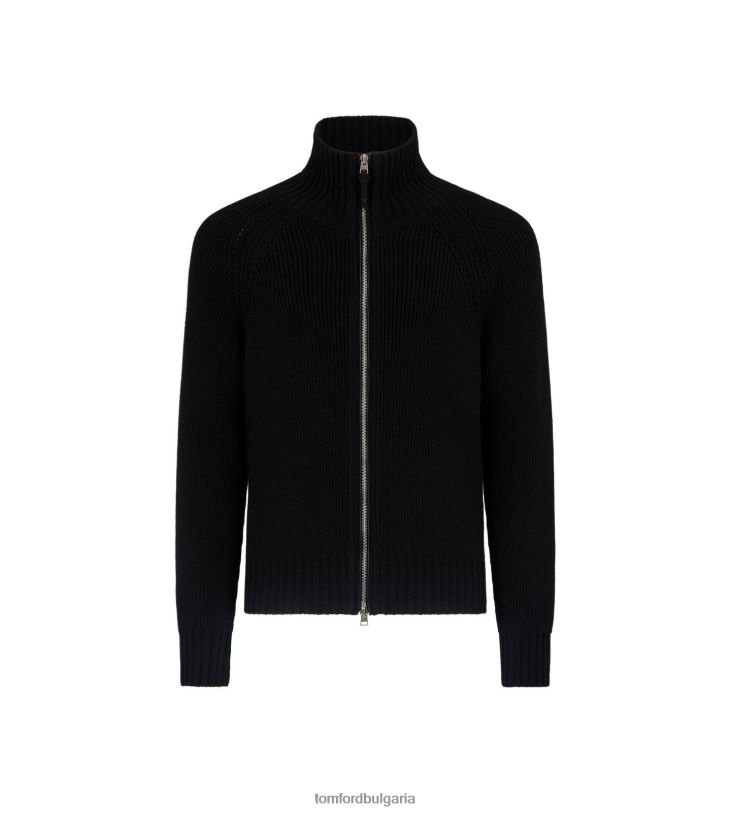 мъже облекло вълнен кашмирен цип черен TOM FORD B880D339