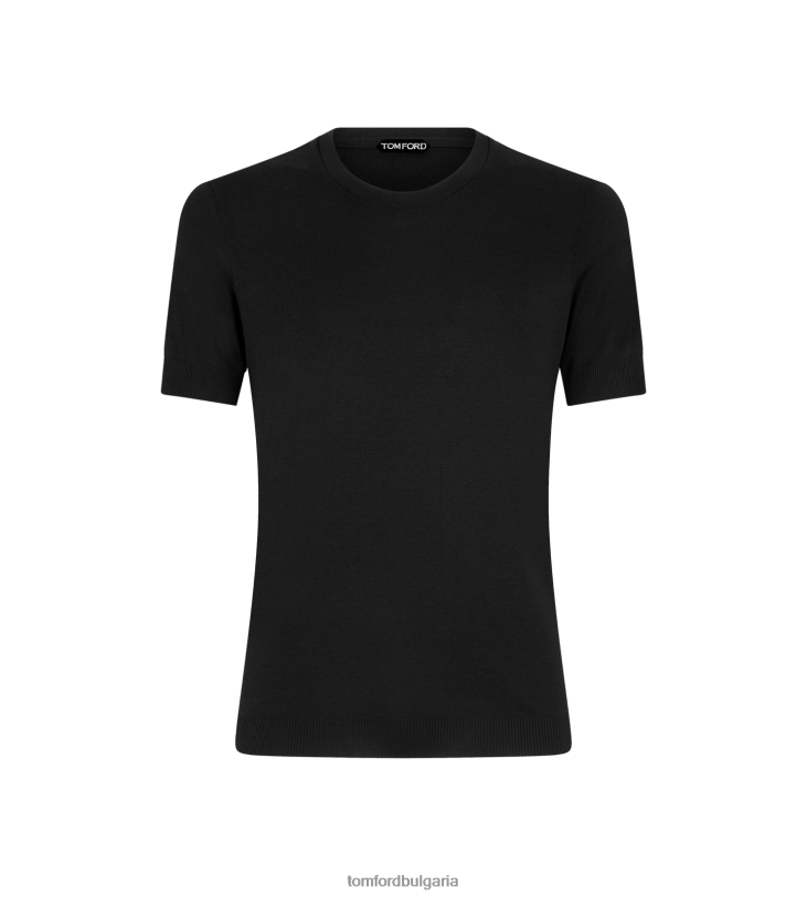 мъже облекло поставено ребрено кръгло деколте черен TOM FORD B880D340