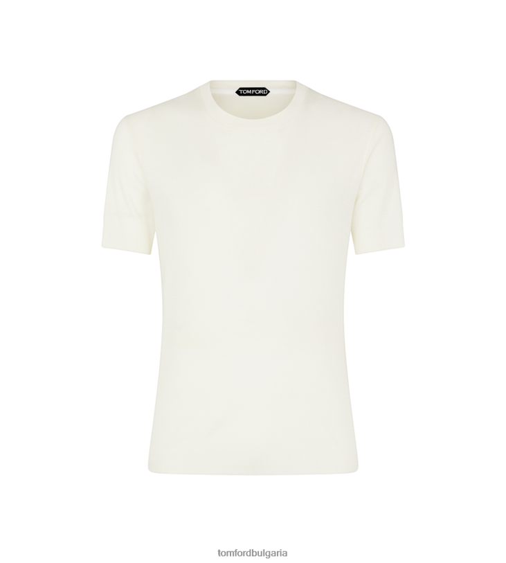 мъже облекло поставено ребрено кръгло деколте оптично бяло TOM FORD B880D341