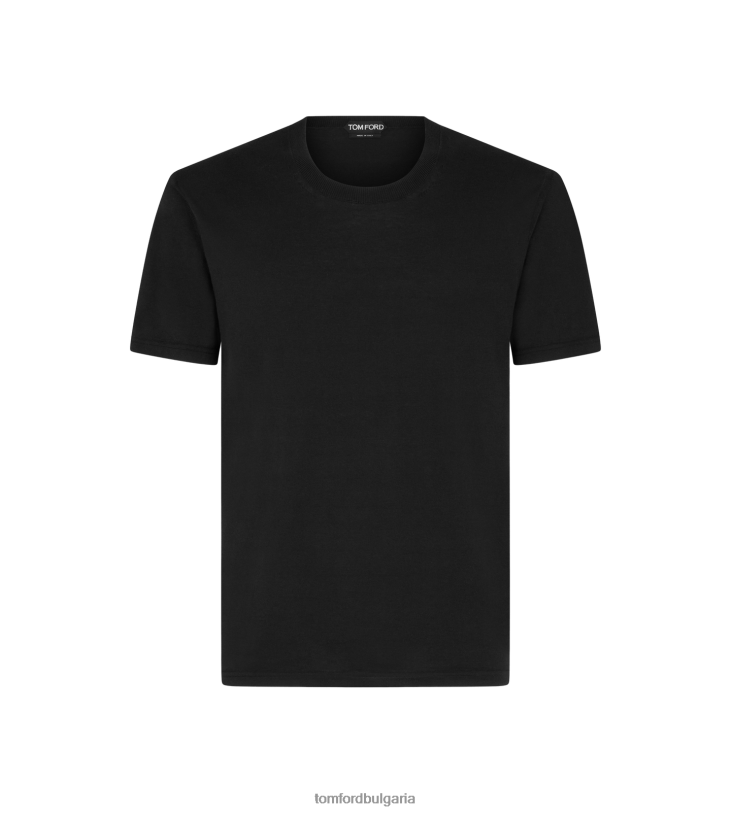 мъже облекло тениска от чист памук черен TOM FORD B880D357