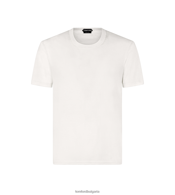 мъже облекло тениска от чист памук бяло TOM FORD B880D358