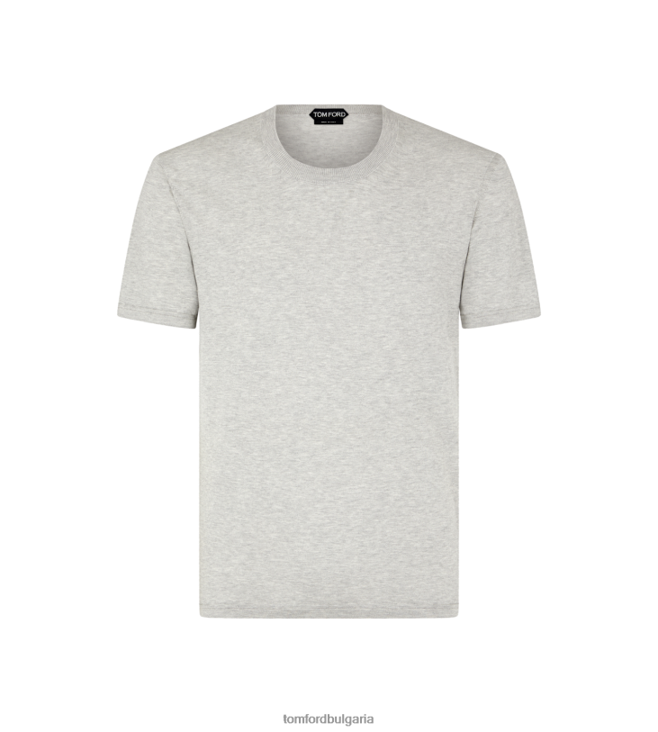 мъже облекло тениска от чист памук светло сив TOM FORD B880D359