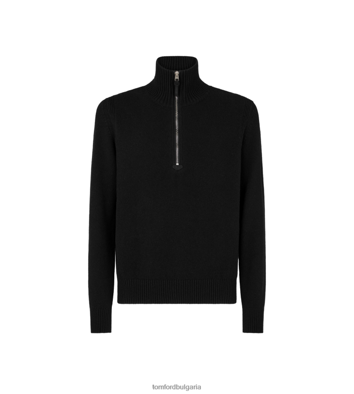 мъже облекло полуцип от смес от кашмир черен TOM FORD B880D364