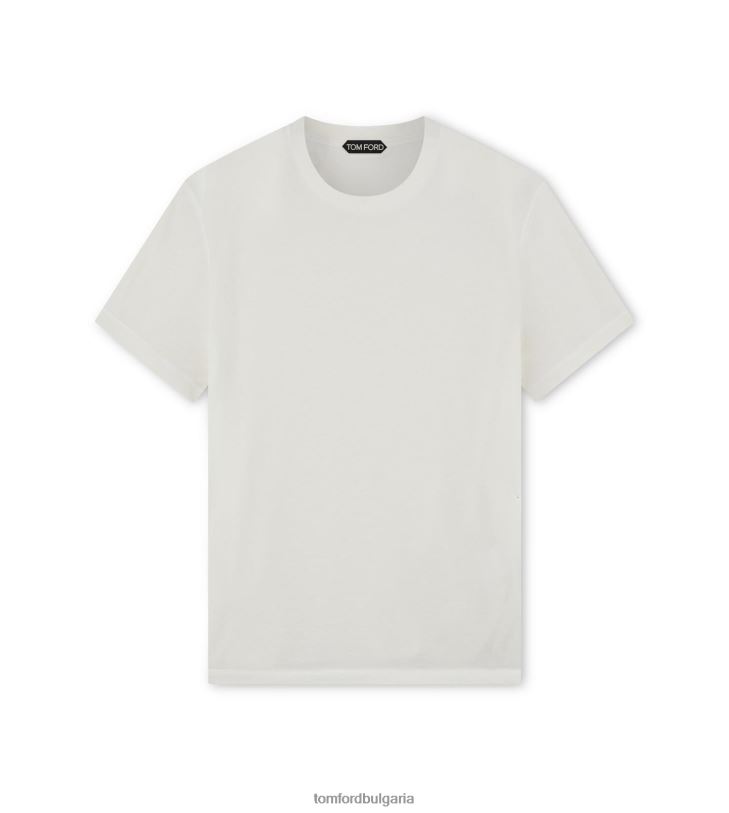 мъже облекло тениска с кръгла яка от памучна смес бяло TOM FORD B880D367