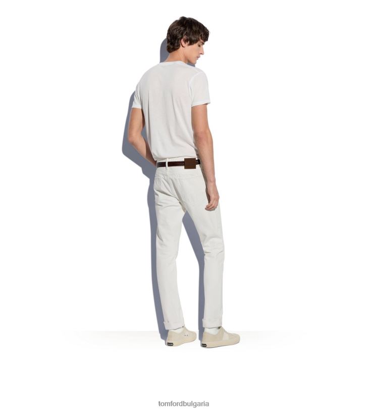 мъже облекло тениска с кръгла яка от памучна смес бяло TOM FORD B880D367