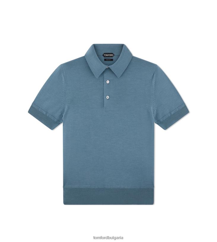 мъже облекло копринено поло от кашмир с фин размер светло синьо TOM FORD B880D369
