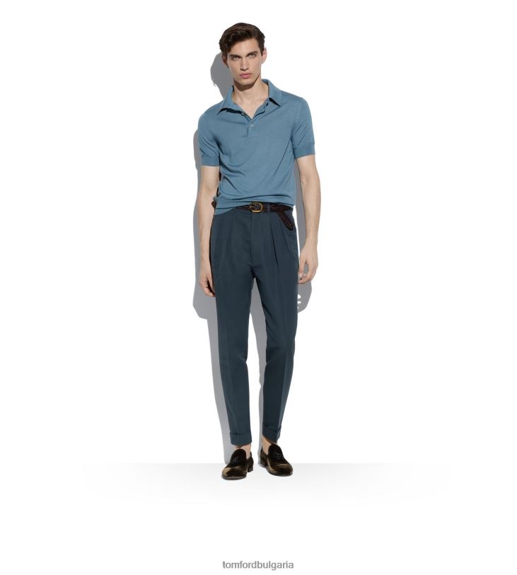 мъже облекло копринено поло от кашмир с фин размер светло синьо TOM FORD B880D369