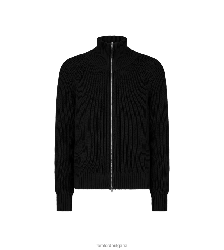 мъже облекло копринен памучен цип тип фуния черен TOM FORD B880D378