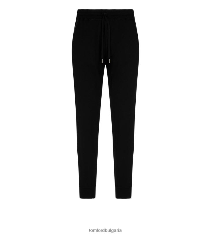 мъже облекло копринени спортни панталони от кашмир черен TOM FORD B880D380