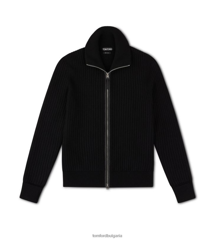 мъже облекло мериносов кашмир с цип черен TOM FORD B880D385