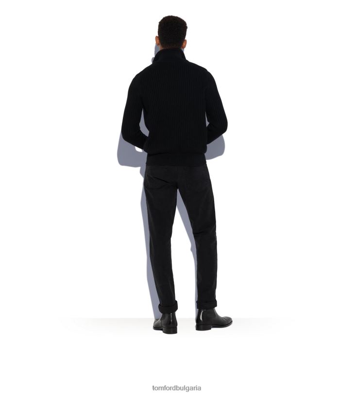 мъже облекло мериносов кашмир с цип черен TOM FORD B880D385