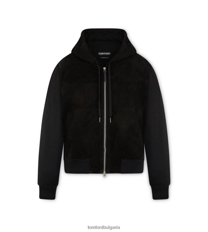 мъже облекло суичър от мерино от велур черен TOM FORD B880D390