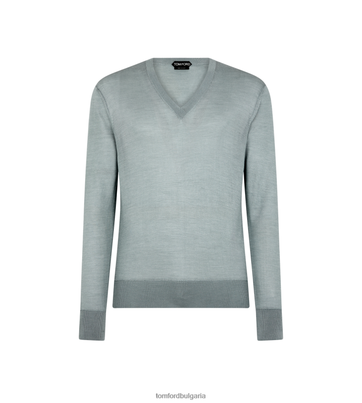 мъже облекло v деколте от лека копринена смес сребристо синьо TOM FORD B880D313