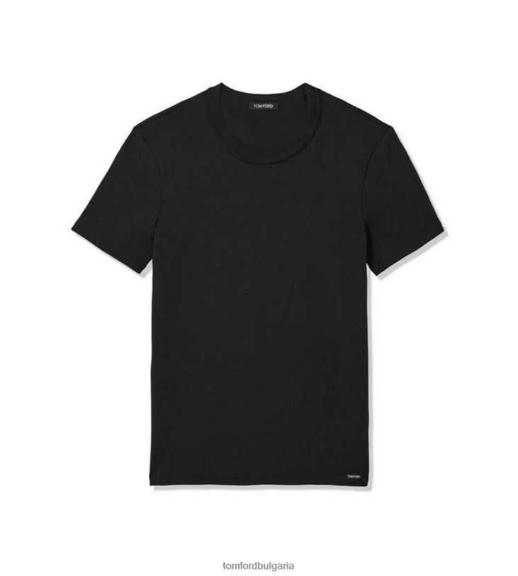 мъже облекло памучна тениска с кръгла яка черен TOM FORD B880D533