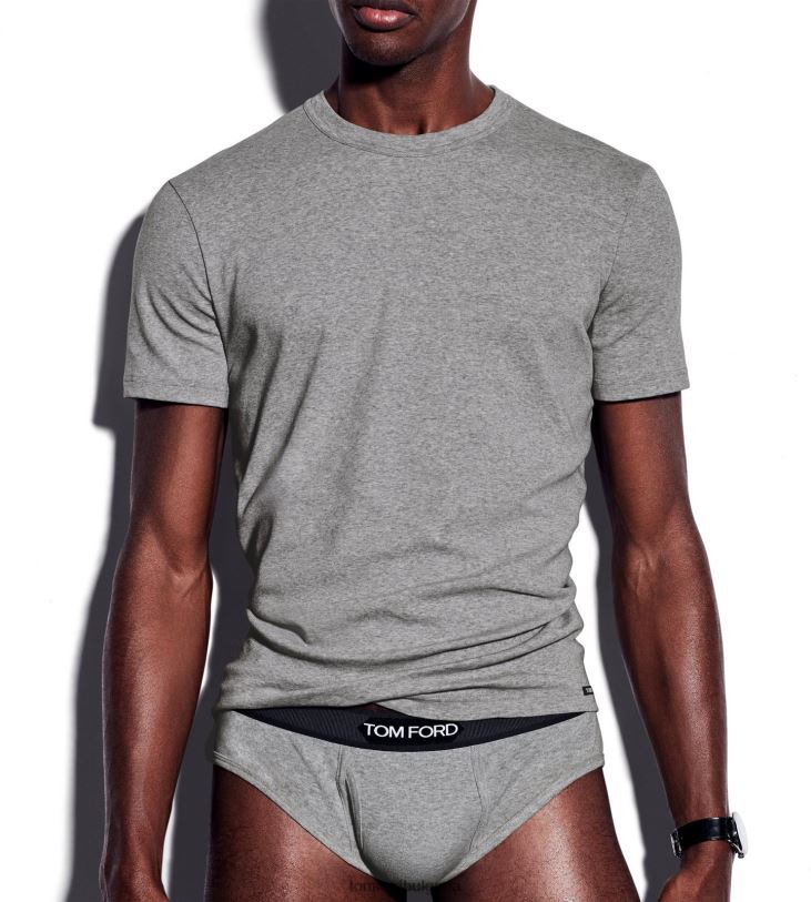 мъже облекло памучна тениска с кръгла яка сиво TOM FORD B880D534