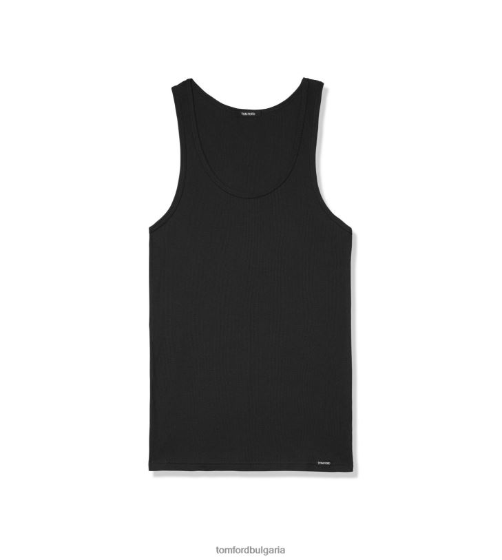 мъже облекло памучен резервоар с модално ребро черен TOM FORD B880D544