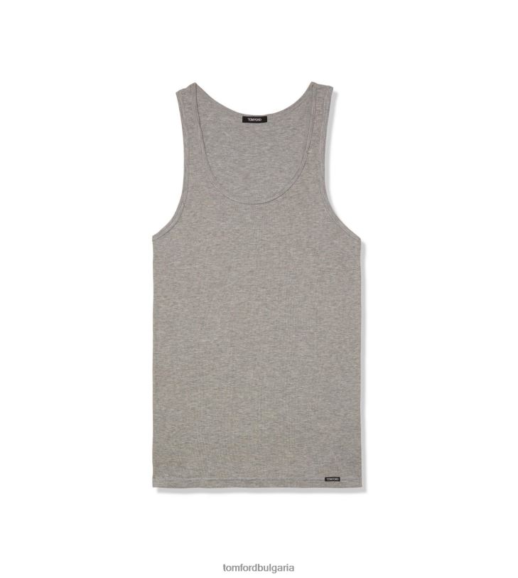 мъже облекло памучен резервоар с модално ребро сиво TOM FORD B880D558