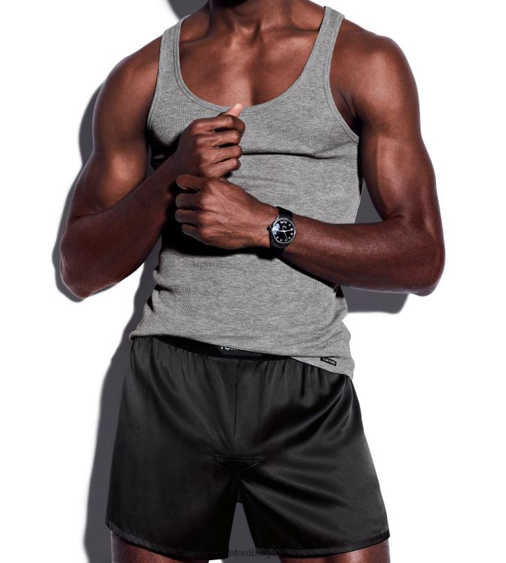 мъже облекло памучен резервоар с модално ребро сиво TOM FORD B880D558