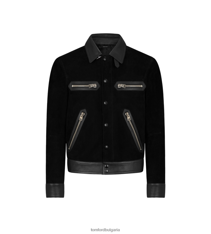 мъже облекло мек велур контрастен 4 ципа western черен TOM FORD B880D124