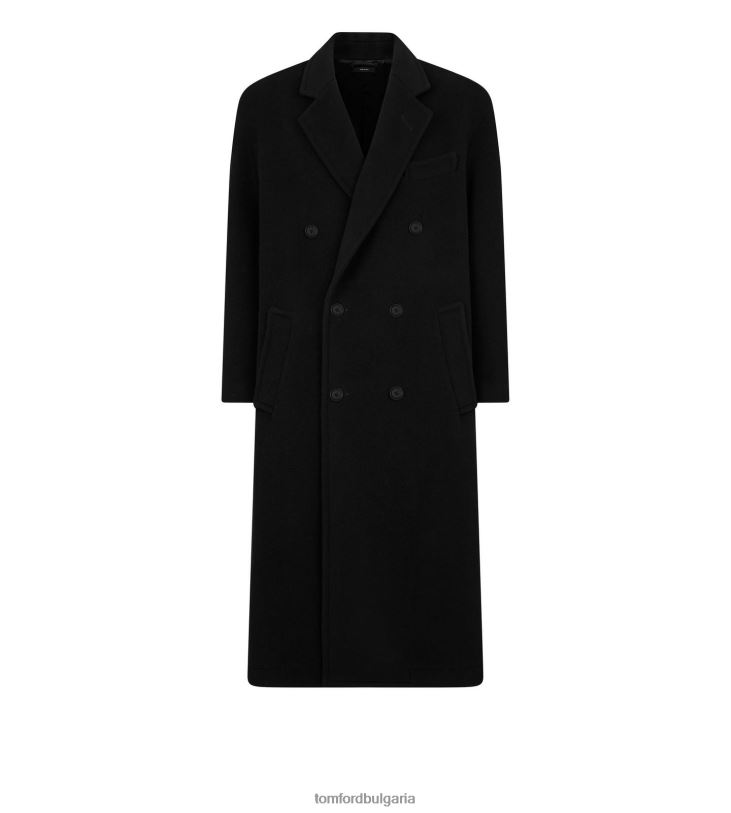 мъже облекло изчеткано палто тип рибена кост черен TOM FORD B880D111