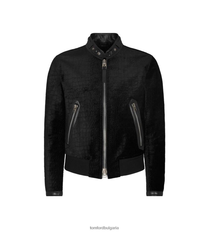 мъже облекло кадифе с щампован кроко черен TOM FORD B880D112