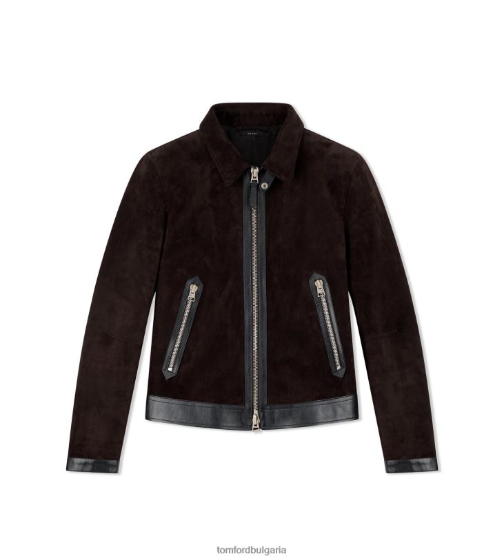 мъже облекло маслен велурен контрастен блузон абанос TOM FORD B880D121