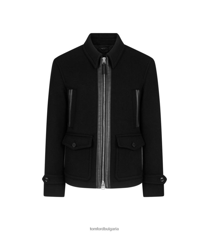 мъже облекло вълнено яке с двойно лице черен TOM FORD B880D125