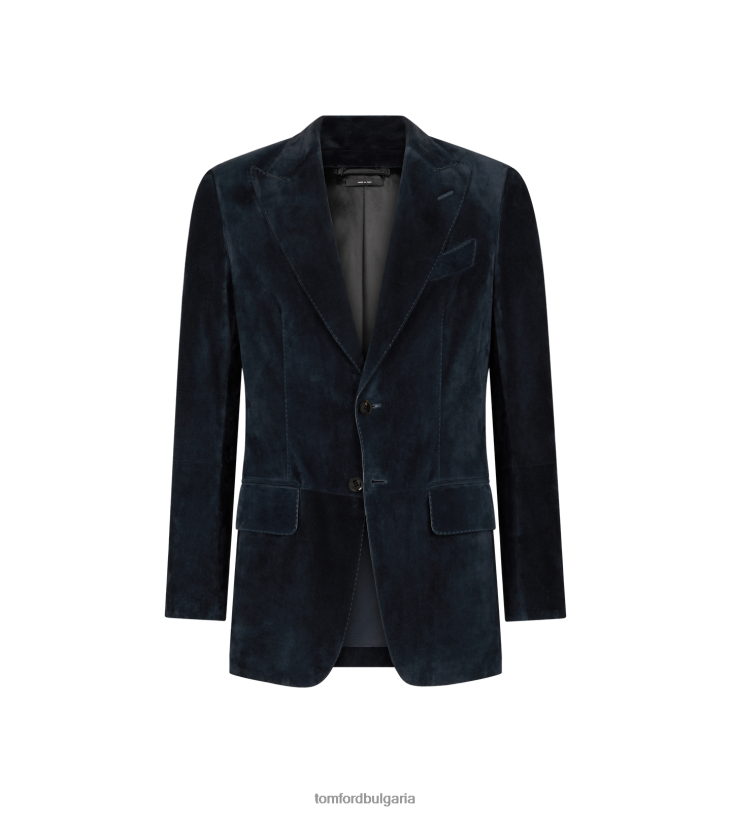 мъже облекло сако от кашмирен велур военноморски флот TOM FORD B880D18