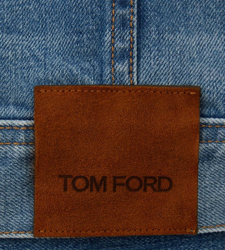 мъже облекло състарено светло прано дънково яке измито синьо TOM FORD B880D25