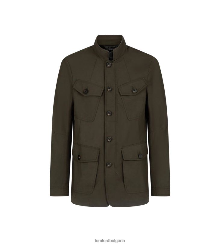 мъже облекло военно яке от техническо платно тъмна маслина TOM FORD B880D27
