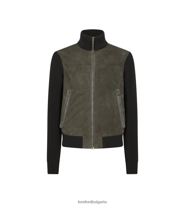 мъже облекло велурен преден цип слонско сиво TOM FORD B880D31