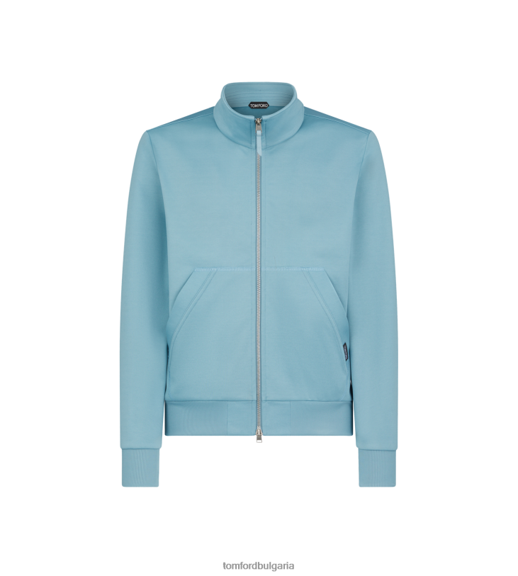 мъже облекло технически памук с цип буреносно синьо TOM FORD B880D33