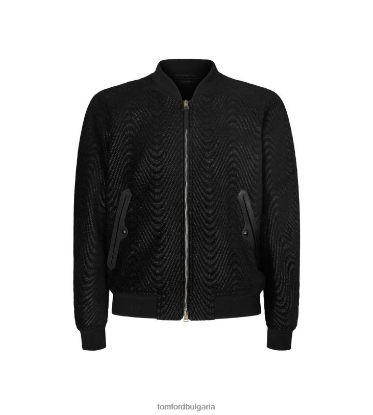 мъже облекло вълна шенил жакард бомбардировач черен TOM FORD B880D34